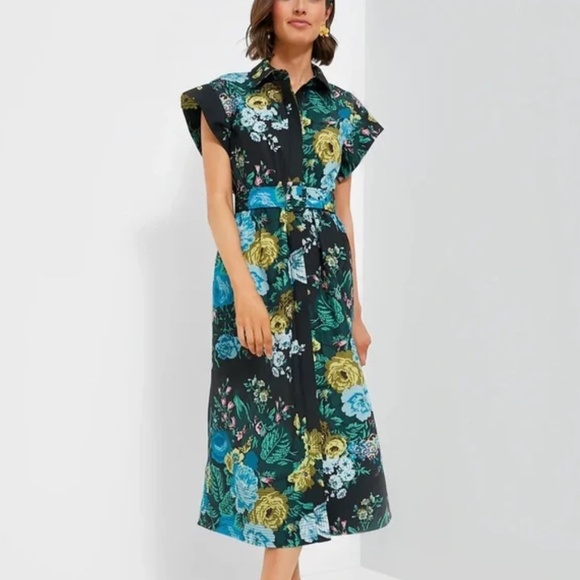 Tuckernuck Chloe Black Verdant Floral Dress- M - Picture 4 of 7